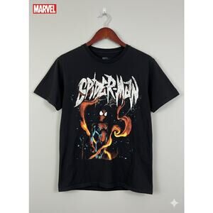 Marvel Spiderman Black SS Short Sleeve Graphic Tee Shirt T-Shirt Medium